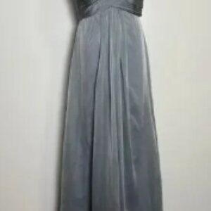 La Femme Flowy Fairy Formal Gown Size 8 Silver Gray Crystal Glam Evening Dress